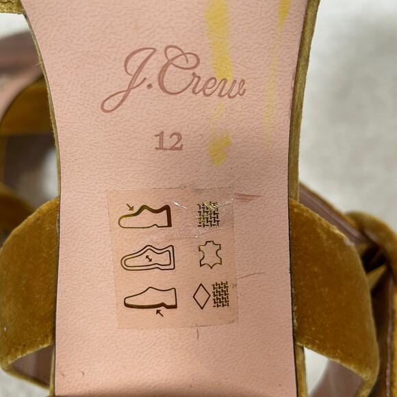 J. Crew Velvet Penny Sandals Yellow-Gold Retro Inspired Ankle Straps 12 - Picture 8 of 8